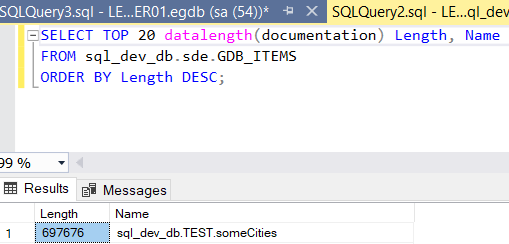 image of query and results in SQL editor