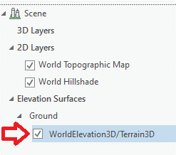 deselecting the World Elevation layer in the TOC