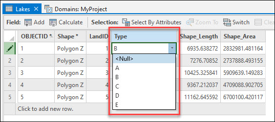 The drop-down list displaying the sorted coded value domain.