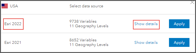 Select Esri 2022