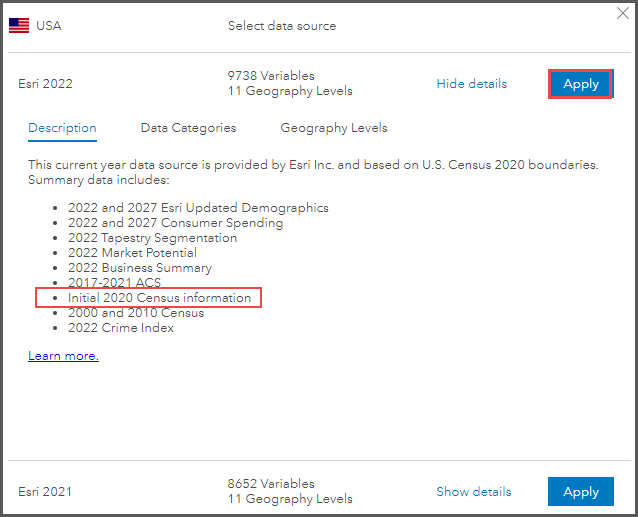 Select Esri 2022