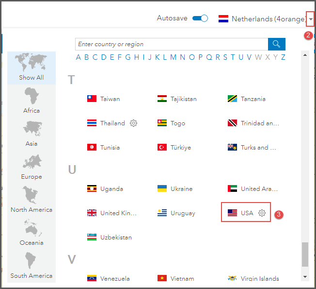 Select a country region