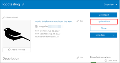 Updating the image from the item details page in ArcGIS Online