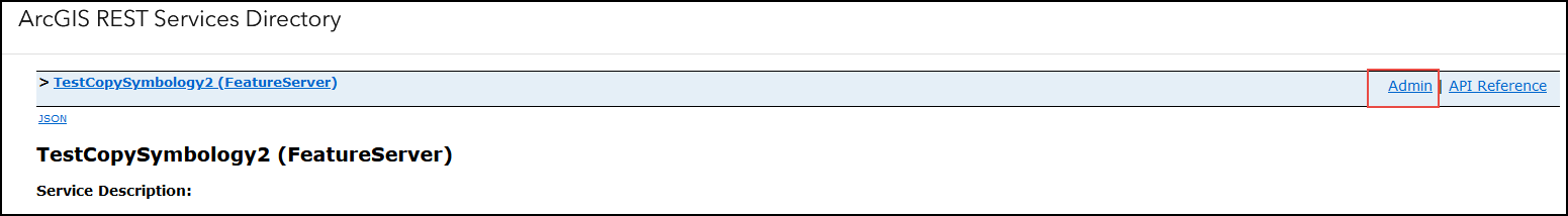 The Admin button on the ArcGIS REST Services Directory window
