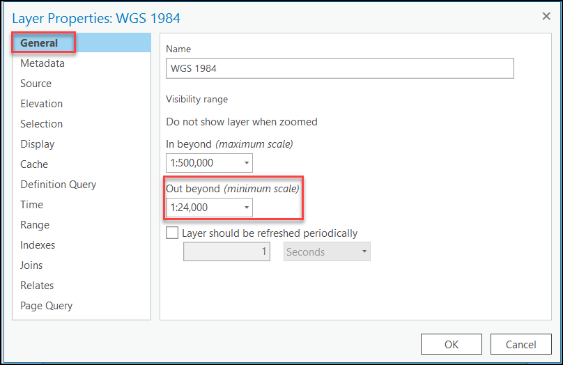 Edit the Out beyond (minimum scale) setting under Visibility range on the Layer Properties window.