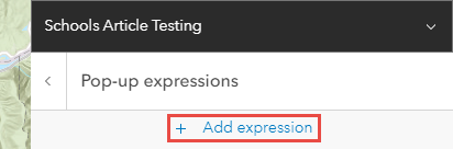 The Map Viewer Pop-up expressions pane with the Add expression icon