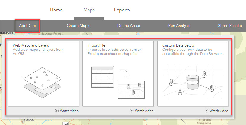 The Add Data tab in ArcGIS Business Analyst Web App