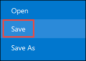 Save button option to save changes in project