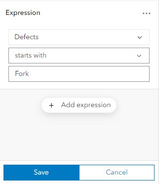 The Expression section configured with a Defects expression.