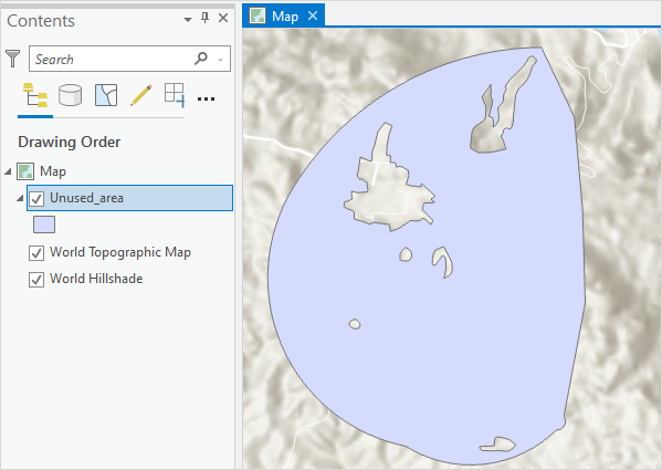 There are six holes present in the polygon feature layer, in different shapes and sizes.