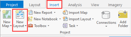 The Project pane with the Insert tab open on the ArcGIS Pro group ribbon.