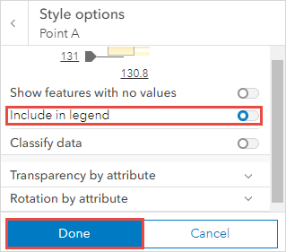 Toggle off the 'Include in legend' option in the Style Options pane and click Done at the bottom-left of the pane.