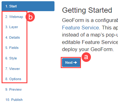 The GeoForm BUILDER page with the settings tabs