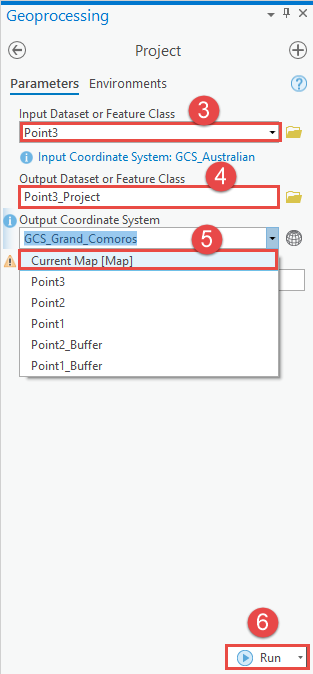 The Geoprocessing pane of the Project to be configured.