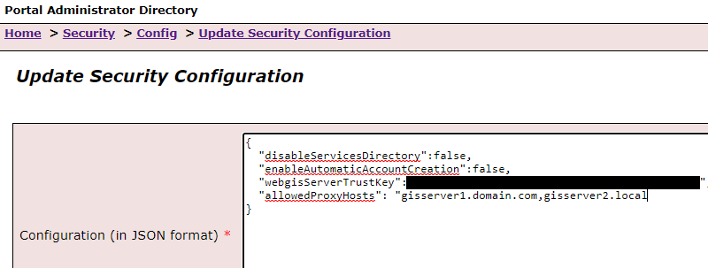 Update Portal Security Configuration