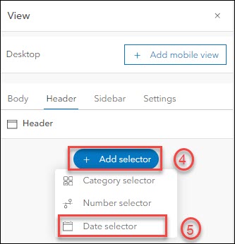 Option to select date selector.