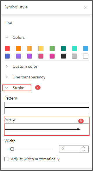 The Symbol style pane to choose an arrow style