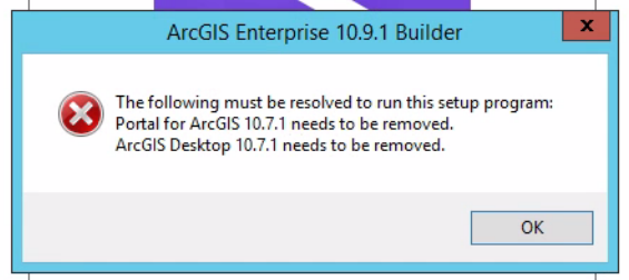 The error message returned when attempting to upgrade ArcGIS Enterprise using ArcGIS Enterprise Builder