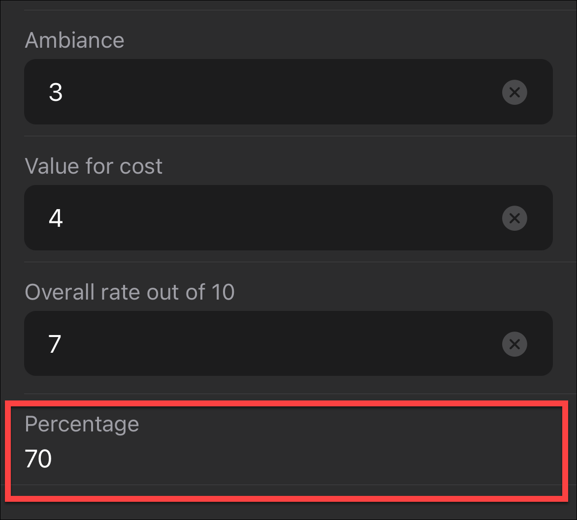 The ArcGIS Field Map mobile app displaying a form element 'Percentage', with a calculated expression applied.