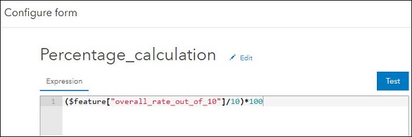 The Configure form dialog box showing the calculated expressions.