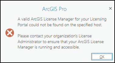 The error message returned from ArcGIS Pro