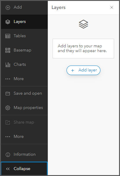 The expanded toolbar in Map Viewer