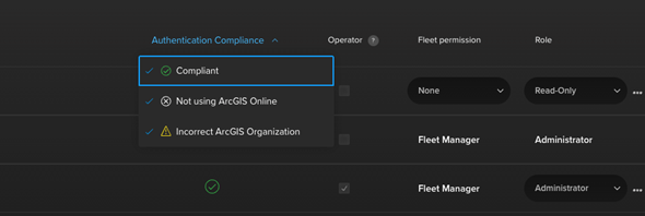 Authentication Compliance filter on the Team Members page