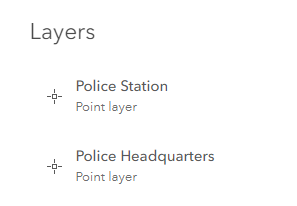 The published Police Station and Police Headquarters layer from ArcGIS Pro