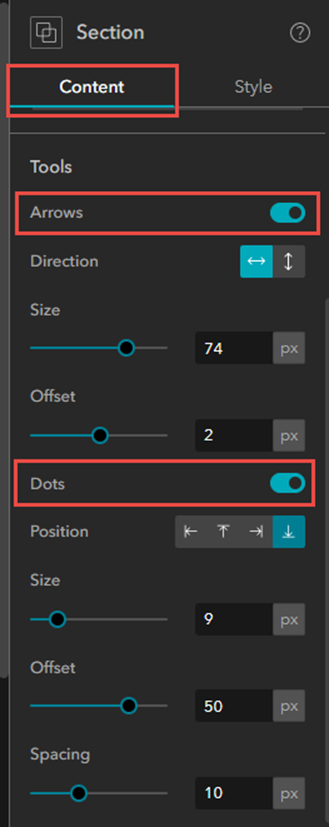 Include arrows or dots for users to navigate the views.