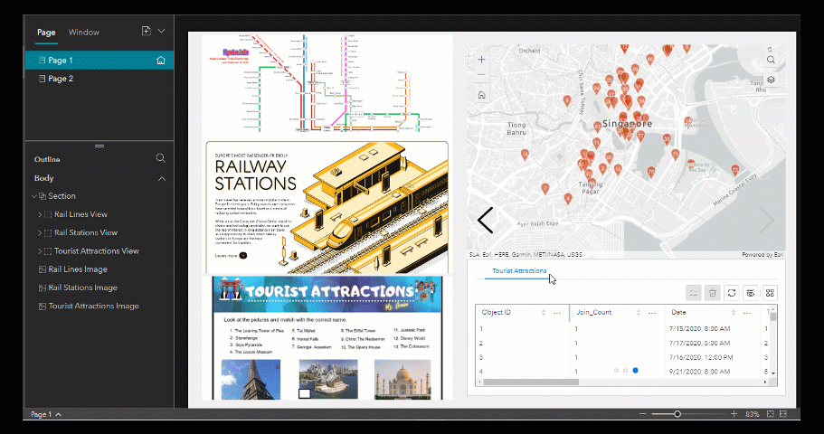 Click the dynamic images to switch between different views or pages in the web experience.