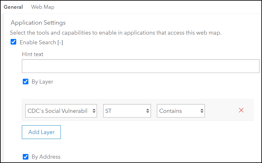 The Enable Search and the feature search configurations boxes are checked in Application Settings.