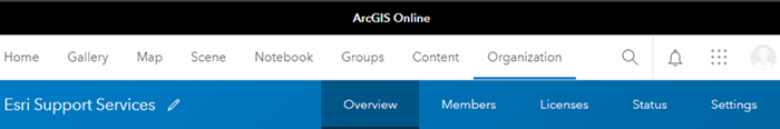 The ArcGIS Online website with a blue information banner.