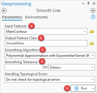 The Smooth Line tool pane to be configured.