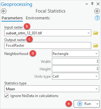 The Focal Statistics tool pane to be configured.