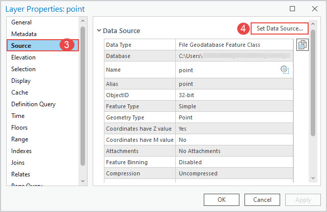 The layer configuration in the Layer Properties dialog box.