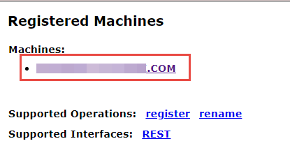 The machine listed under the the Registerd Machines list
