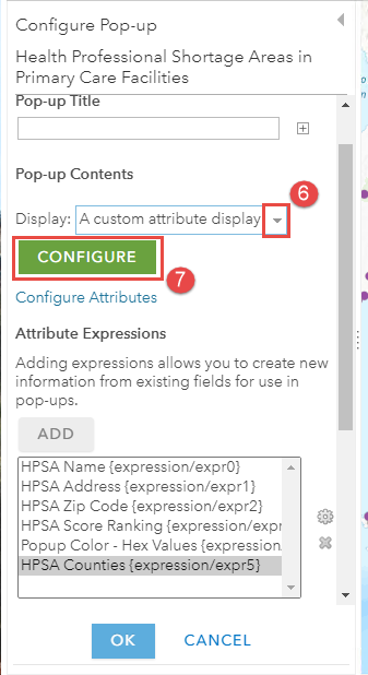 Changing the pop-up display option and click Configure to edit the pop-up further in the Configure Pop-up pane