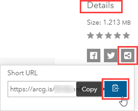 The Short URL is copied under the Details section.