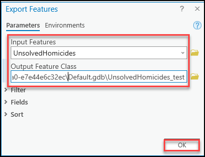 The Export Features window in ArcGIS Pro 3.0.