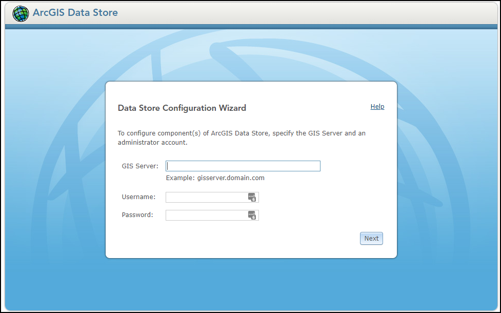 The image of the Data Store Configuration Wizard window.