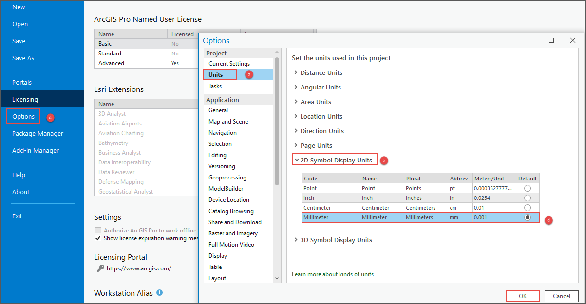 Navigate to Options in a project