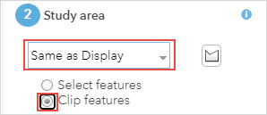 The drop-down menu under Study area, and the Draw icon.