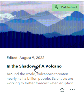 In the Shadow of A Volcano story on the stories page