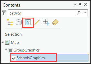 The image of the graphics layer being enabled under the List By Selection tab in the Contents pane.