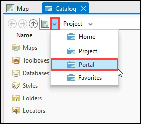 The catalog view and the catalog drop-down menu.