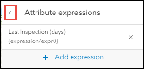 The Portal for ArcGIS Map Viewer Pop-up expressions pane with the Previous icon above the newly created expression