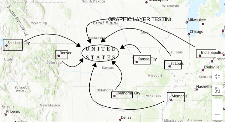 The graphic layer and the point feature layer is displayed in ArcGIS Online Map Viewer.