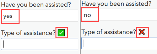 The survey with the check mark emoji displayed when the answer to the primary question is yes, and a cross mark when the answer is no.