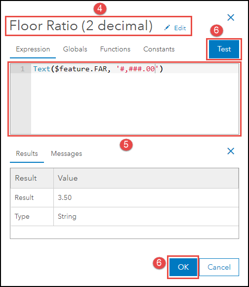 Specifying the Arcade expression in the Portal for ArcGIS Map Viewer editor window