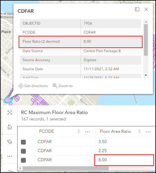 The end result of the pop-up display in ArcGIS Online Map Viewer